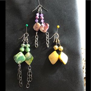 HANDMADE ONE OF A KIND 3 PAIRS OF EARRINGS